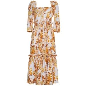 Cara Cara Blue Hill Dress - Mustard Floral